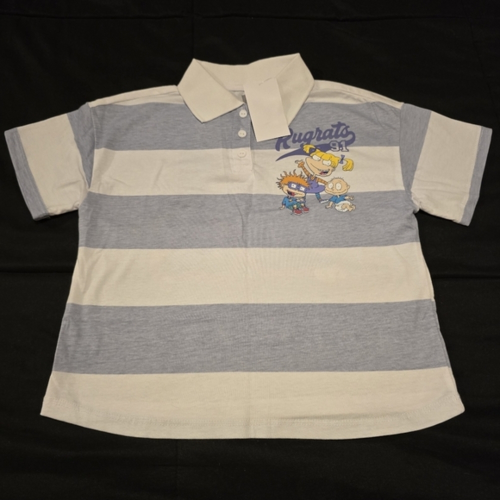 Nickelodeon Rugrats Girls Striped Collared Shirt Blue & White NWT‎ Size 6 Small